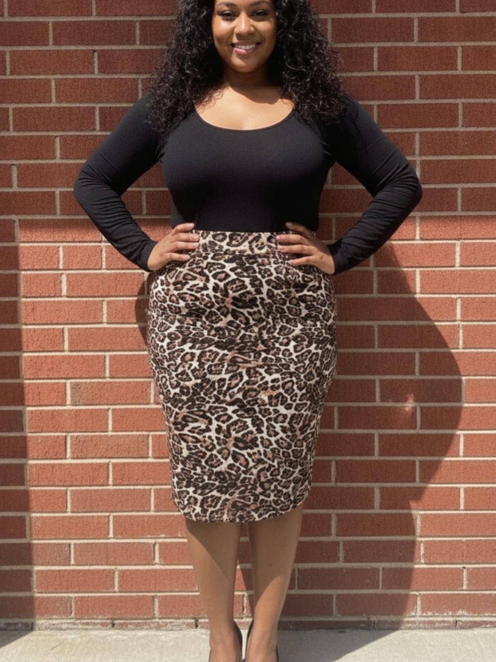 INC International Concepts Leopard Print Pencil Skirt - Brown/Black